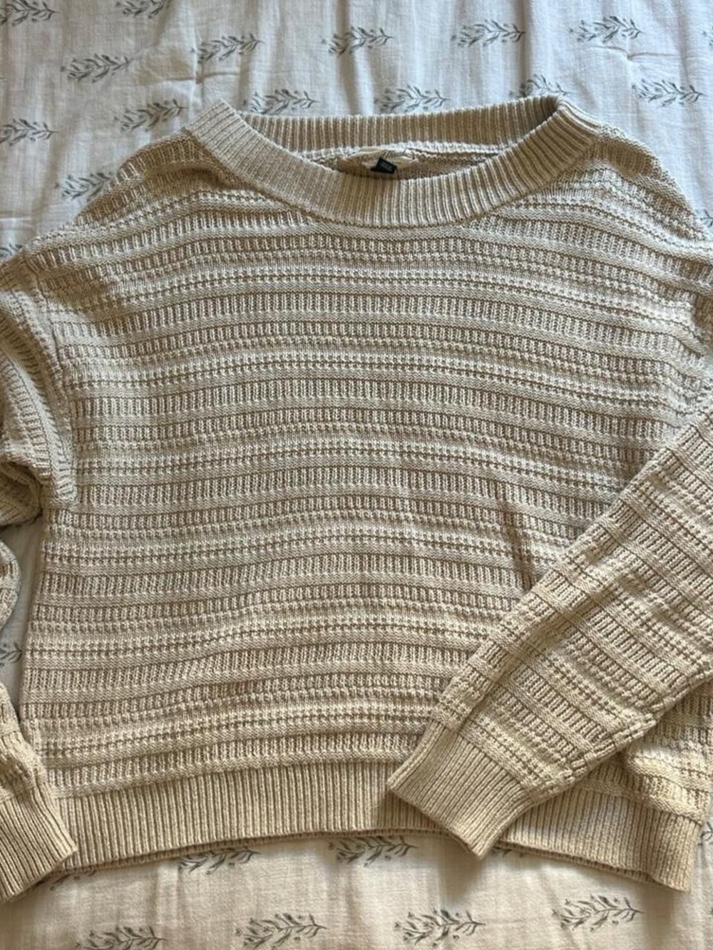 Cream Textured Knit Sweater